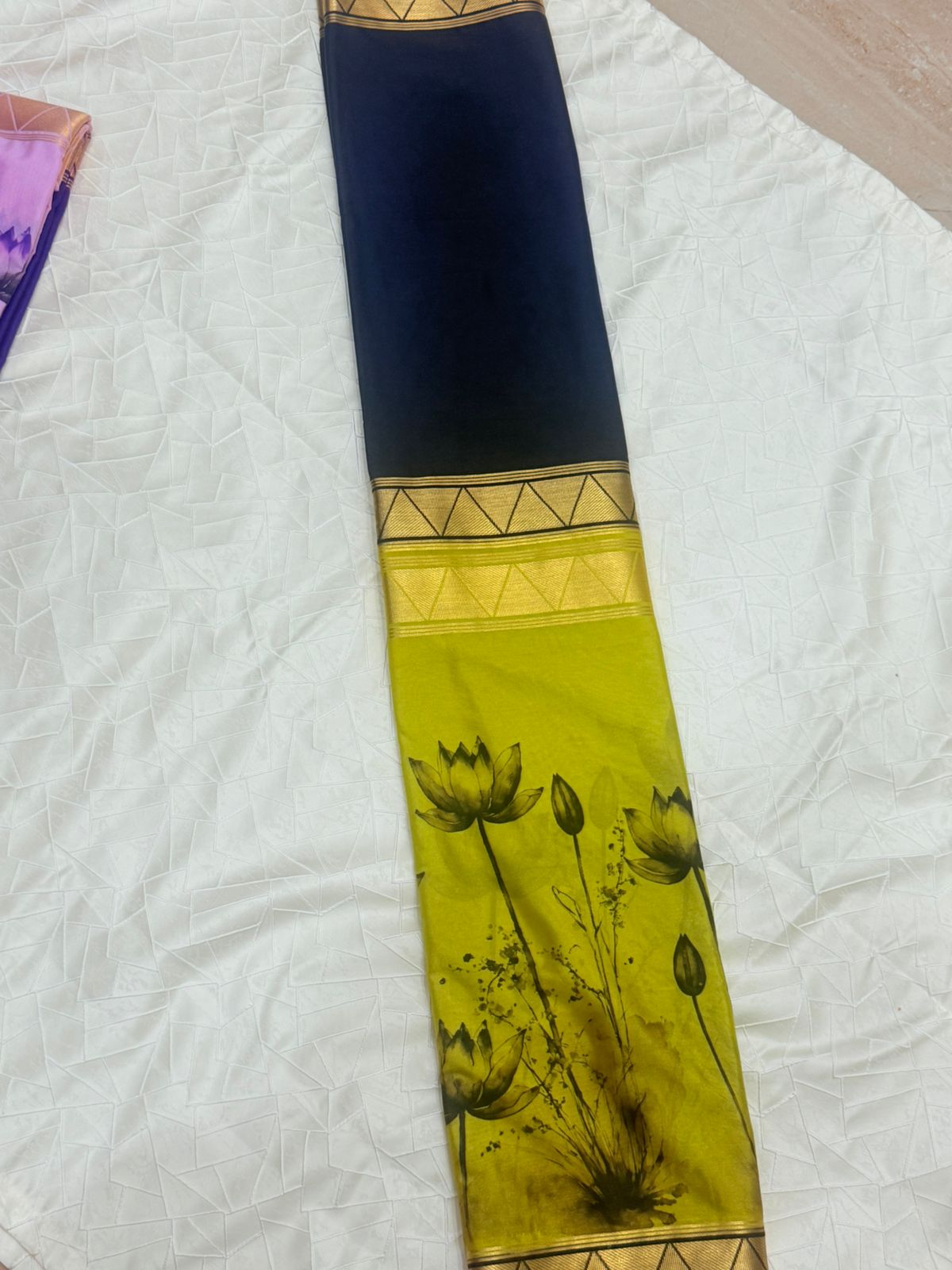 Lotus print sarees