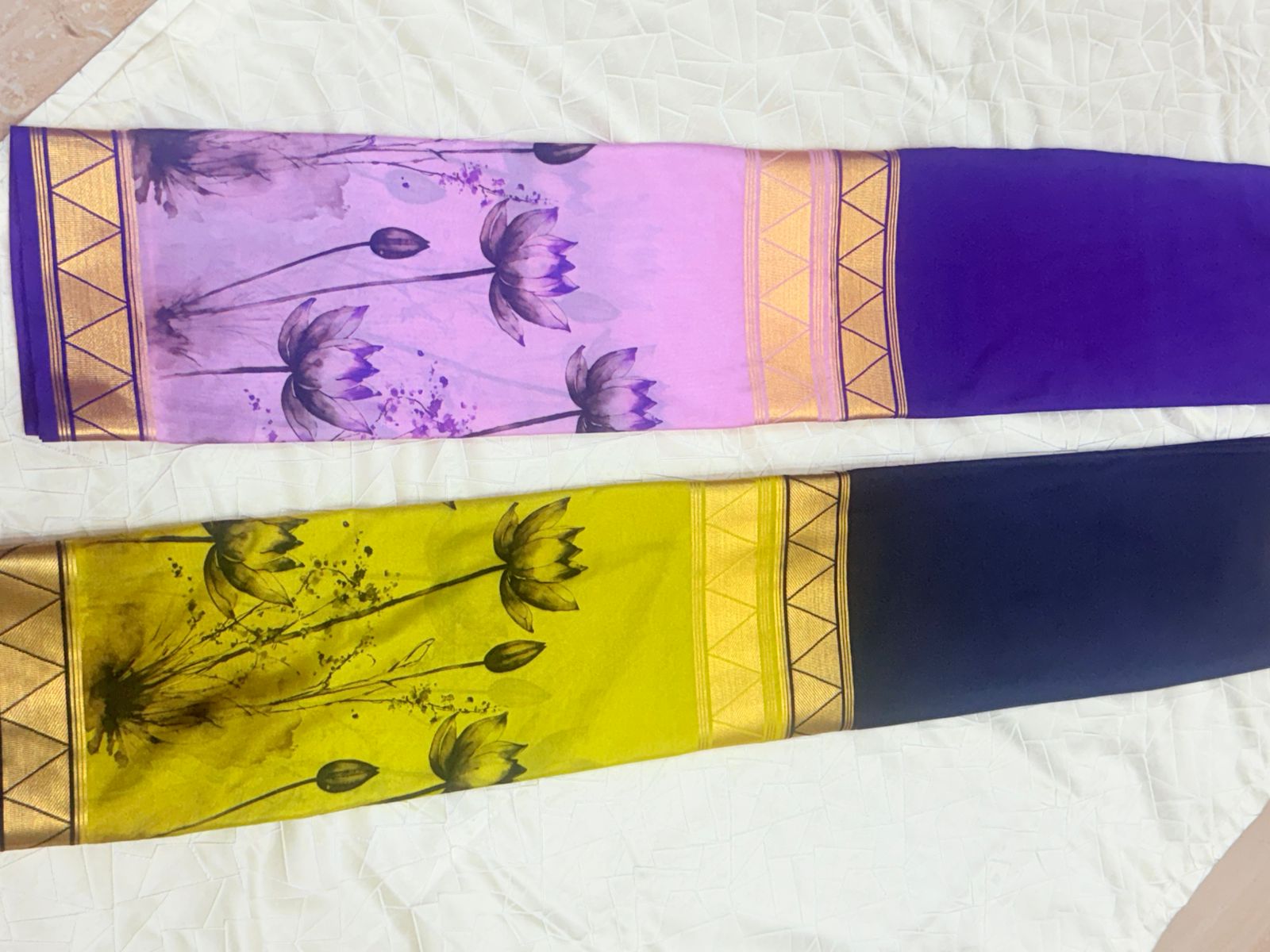 Lotus print sarees