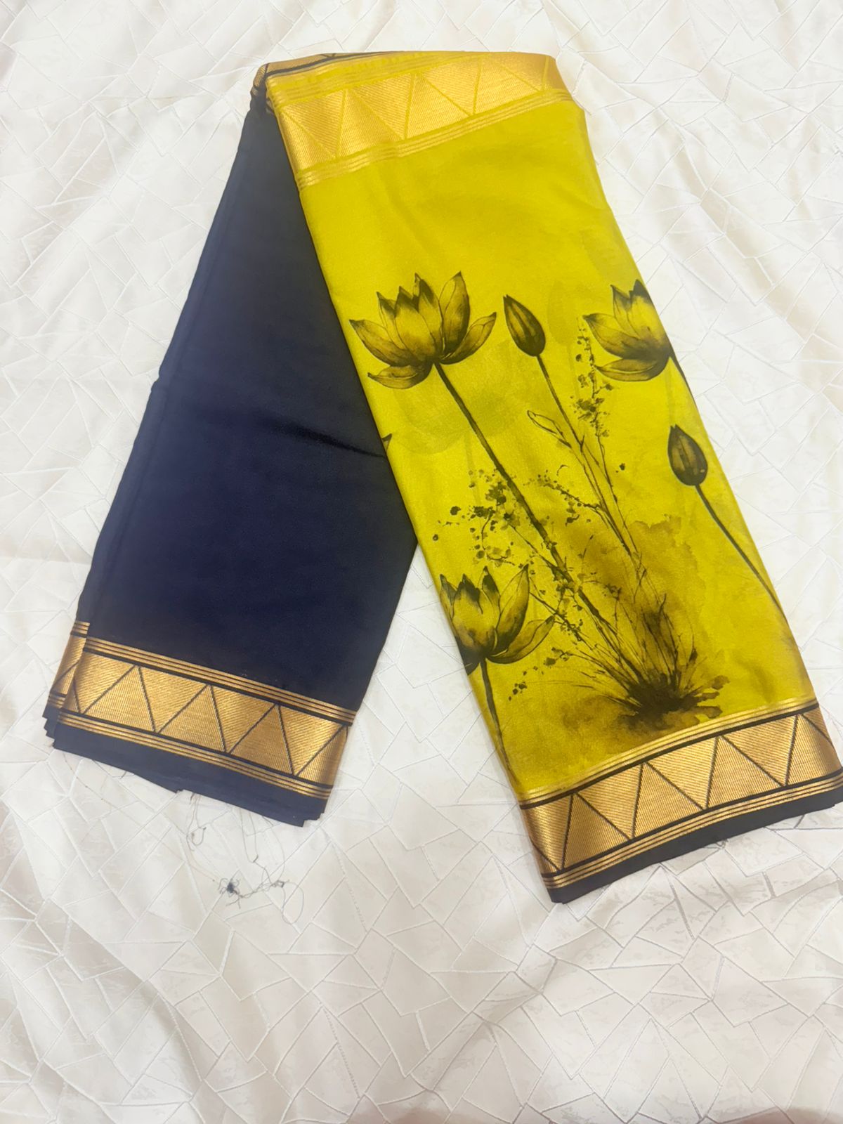 Lotus print sarees
