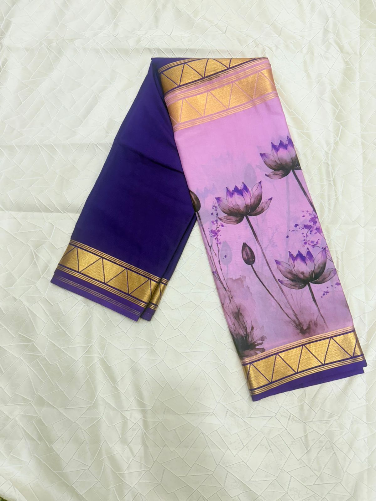 Lotus print sarees