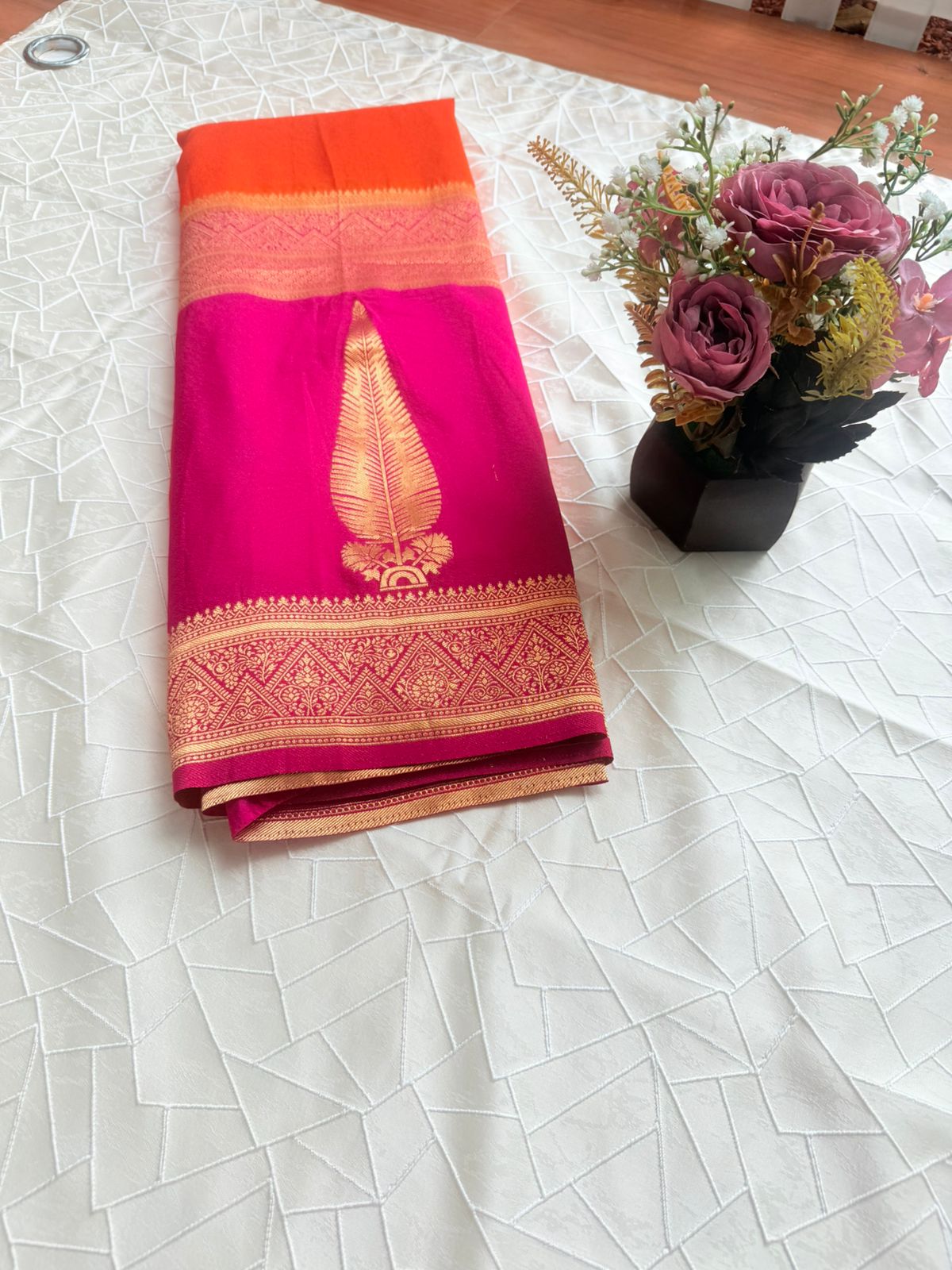 Orange Pink Combination Saree