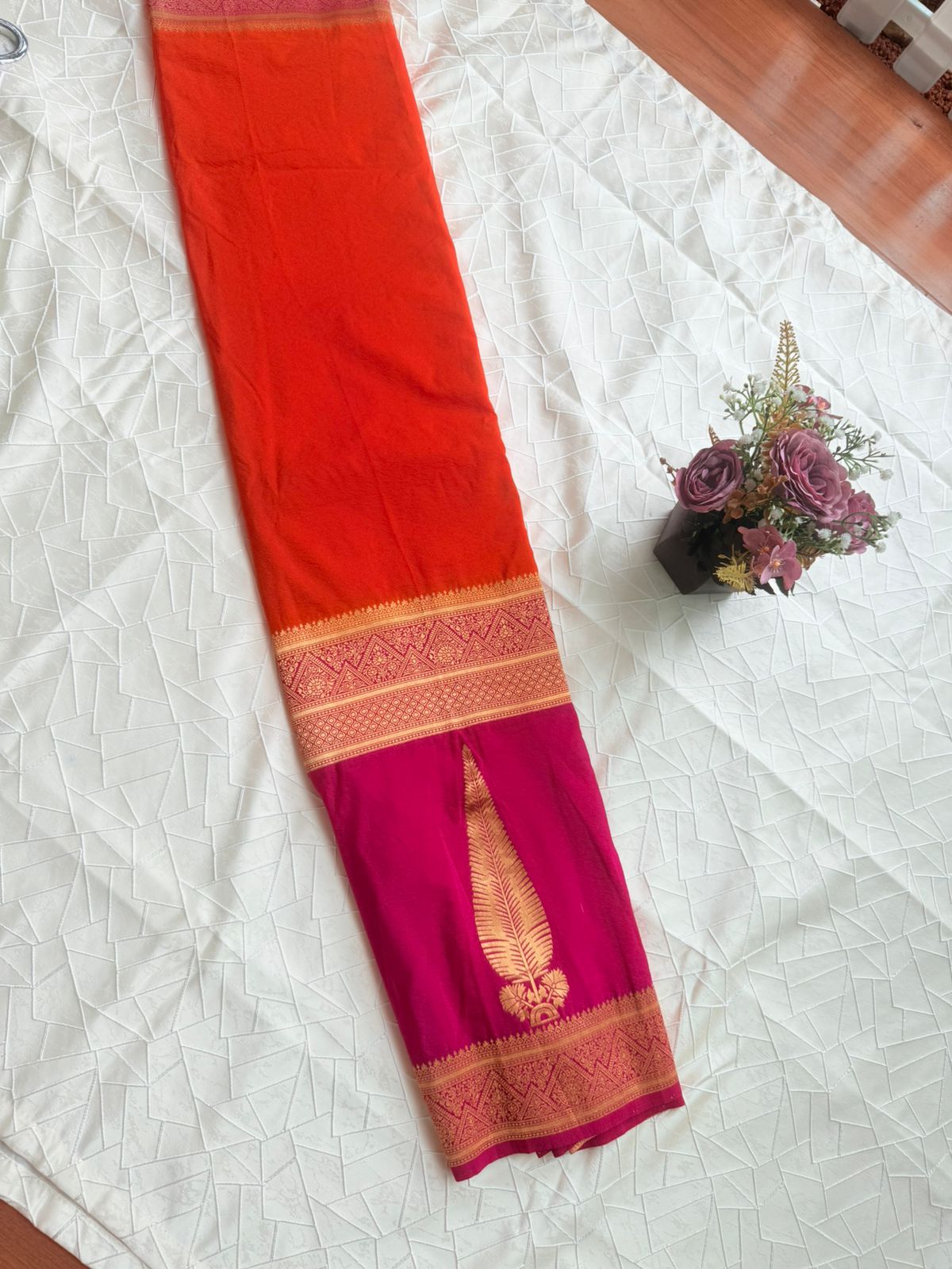 Orange Pink Combination Saree