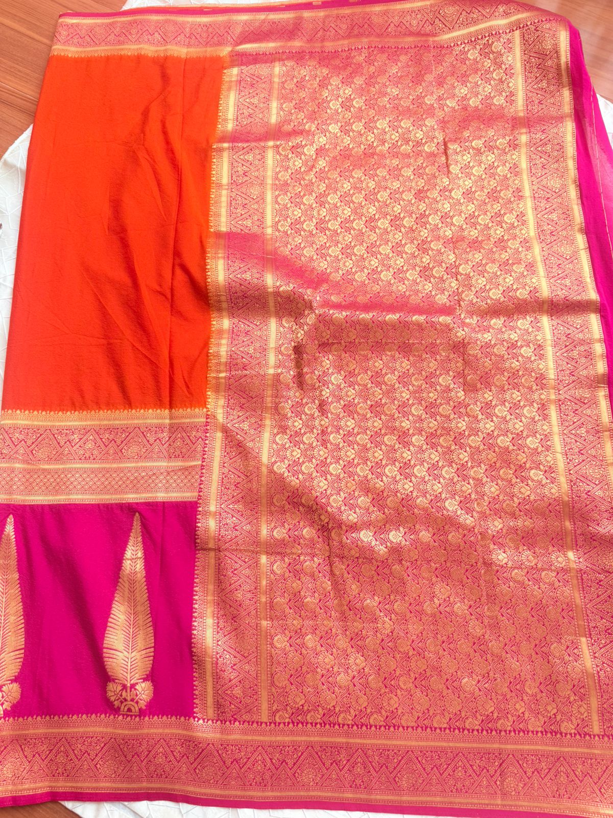 Orange Pink Combination Saree